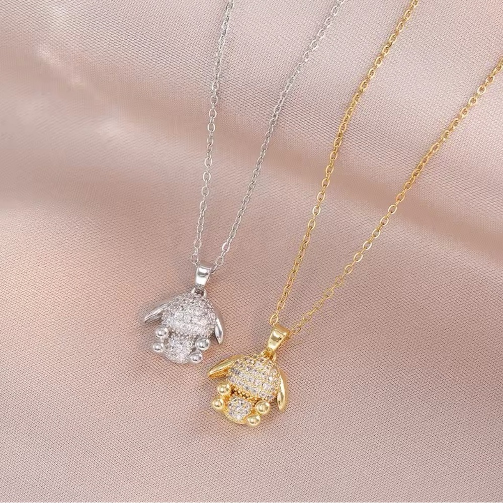 18K White Gold 3D Pochacco Pave Diamond Pendant Necklace Sanrio Hello Kitty - Picture 2 of 6
